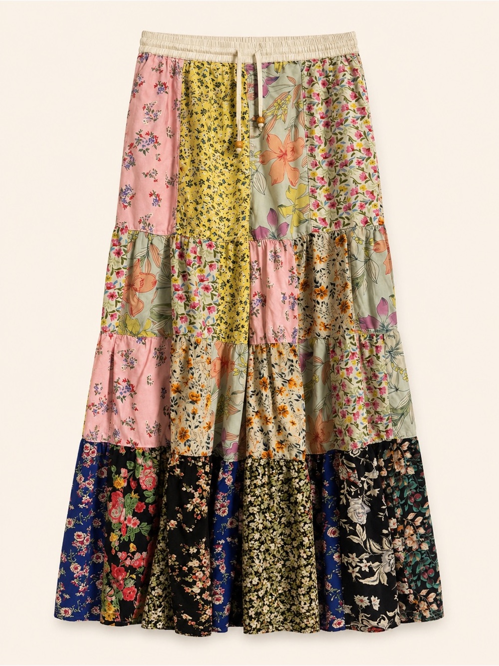 Young Threads Patchwork Floral Wide Leg Pants M